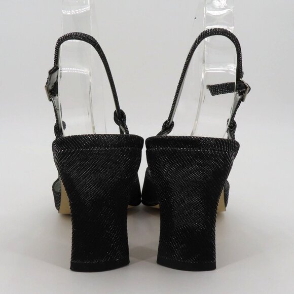 VTG Metaphor Women 9 M DAWN Black Silver Metallic Strappy Square Toe Heels Shoes - Picture 6 of 12
